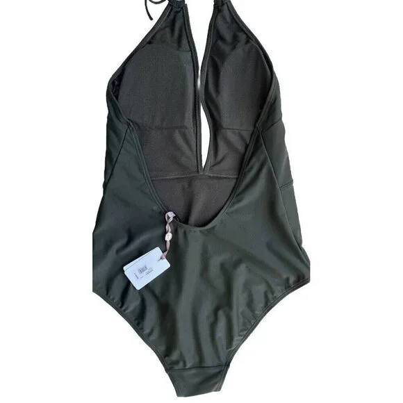 Ted Baker London Pikaa Halter one piece Swimsuit Khaki size 4 = US Size 10 - Picture 7 of 11